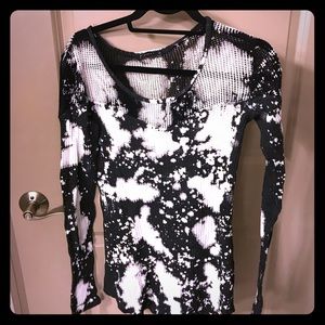 Long sleeve tie dye thermal and mesh t